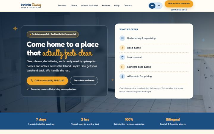 Sunbrite Cleaning Co. demo website preview