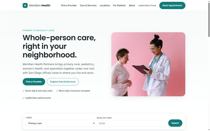 Meridian Health Partners demo website preview