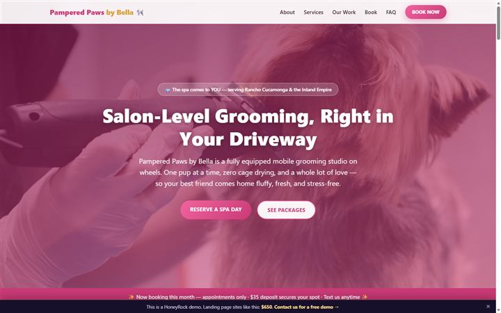 Pampered Paws demo website preview