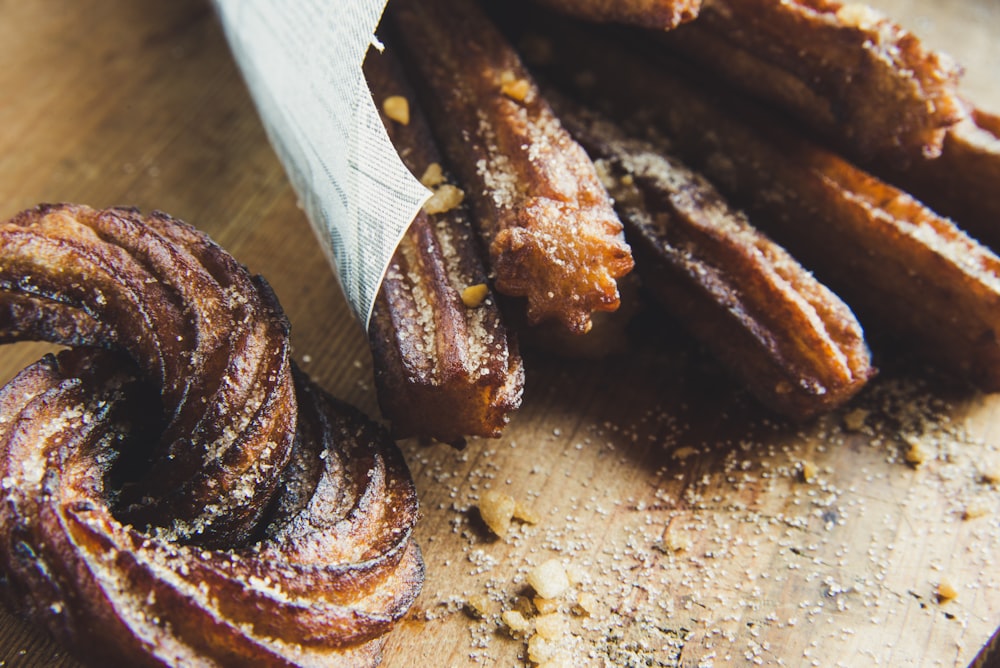 Churros on a wooden board