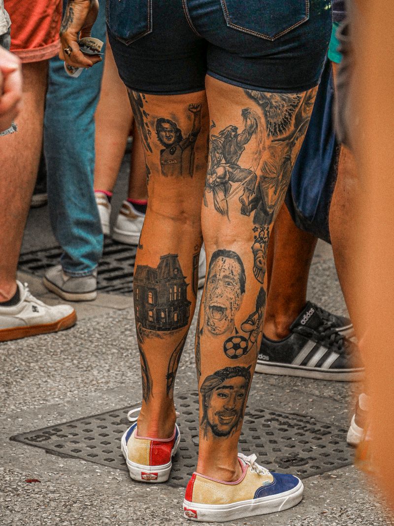Legs covered in tattoos